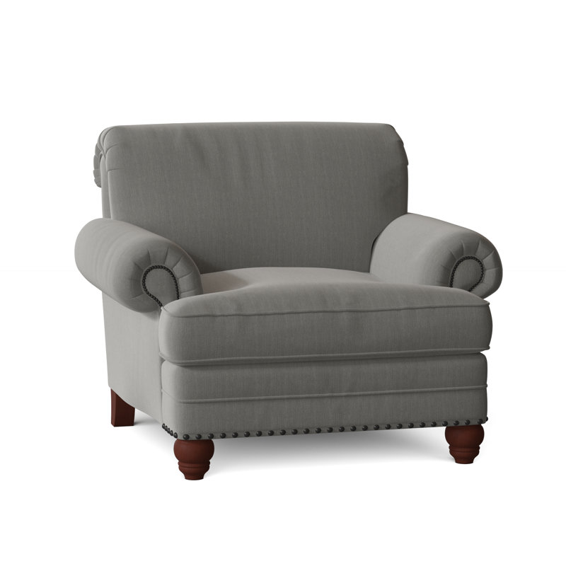Fauteuil Ballester, Laiton clair, Sergé performance gris Peyton 41, Manhattan