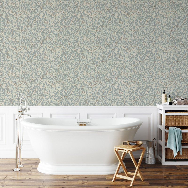 Leaf and Pod - Wallpaper, Linen Stone, Peel & Stick, Self-Adhesive