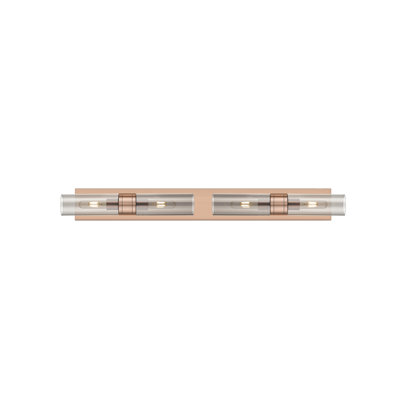 Éclairage pour meuble-lavabo 4 lumières 39 po Ballston - Maliyah - Laiton antique - Abat-jour blanc rayé