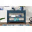 Console Mid-Century avec 2 tiroirs et 2 tablettes à niveaux - bleu marine, 42 po-2040885609