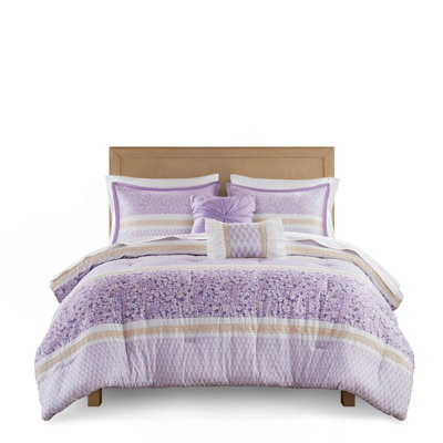 5 PCS Full/Queen Seersucker Comforter Set with Throw Pillows