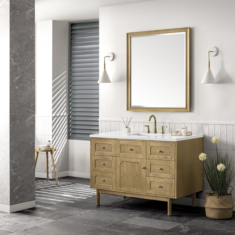 Laurent 48'' W Single Vanity, Parisien Bleu, 8" Widespread, Honey Brown