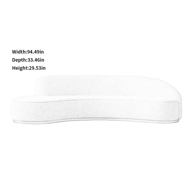 Canapé courbé moderne et simple blanc cassé, Off White, 29.53" H x 94.49" W x 33.46" D