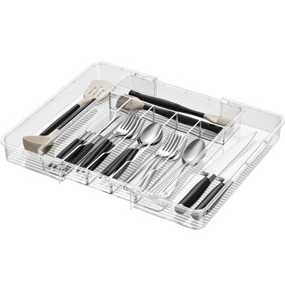 Silverware Organizer For Kitchen Drawer, Expandable Utensil Tray For Spoons Forks Knives, Adjustable Flatware Cutlery Holder Storage, Large