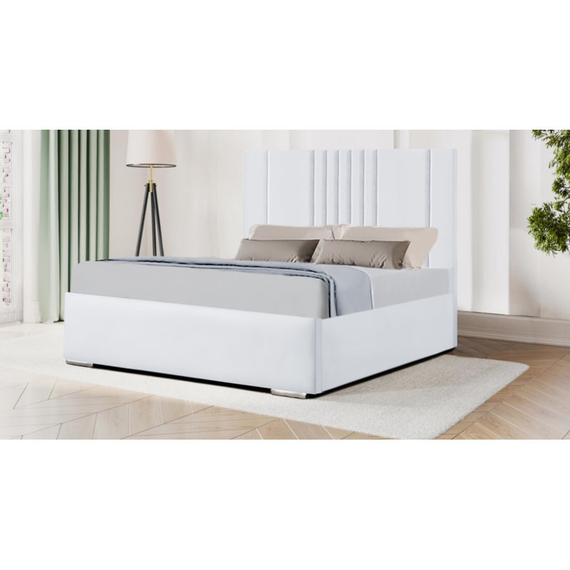 Aishia Upholstered Bed, White, Super King (6')