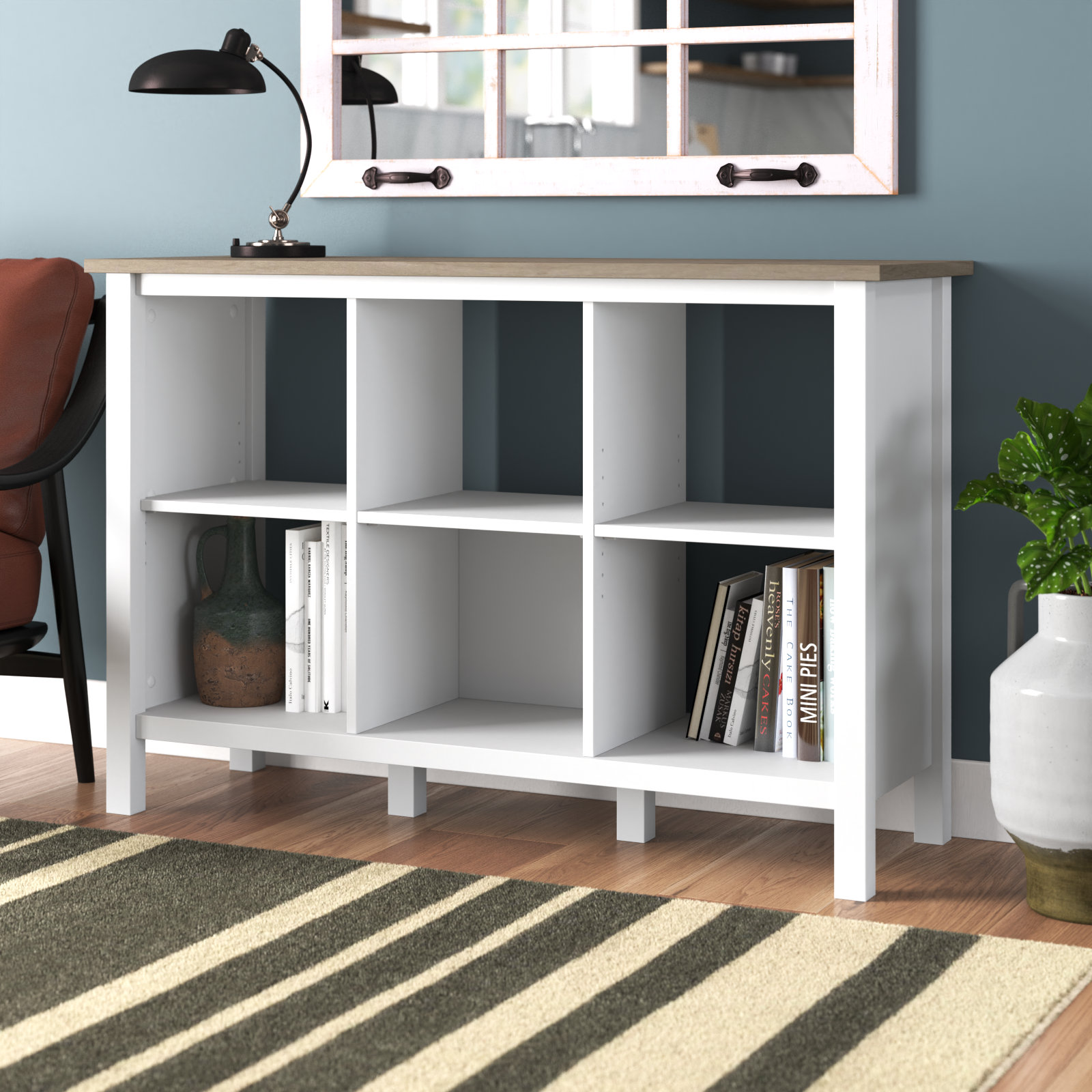 Latitude Run® Shelonda 6 Cube Bookcase In Pure White and Shiplap Gray ...