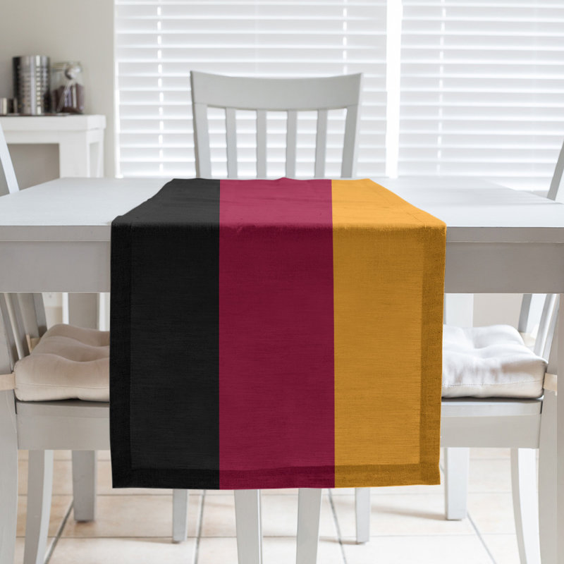 Miami Basketball Table Runner, 72" L x 16" W, Black/Red/Yellow, Poly Twill