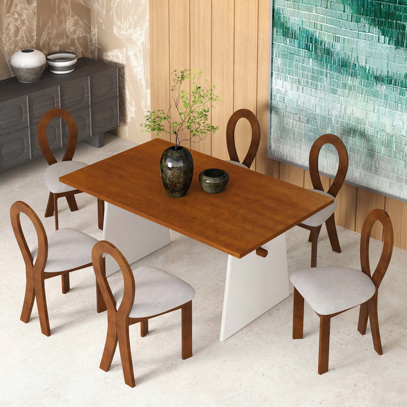 7 - Piece Dining Table Set,dinning table set, Brown