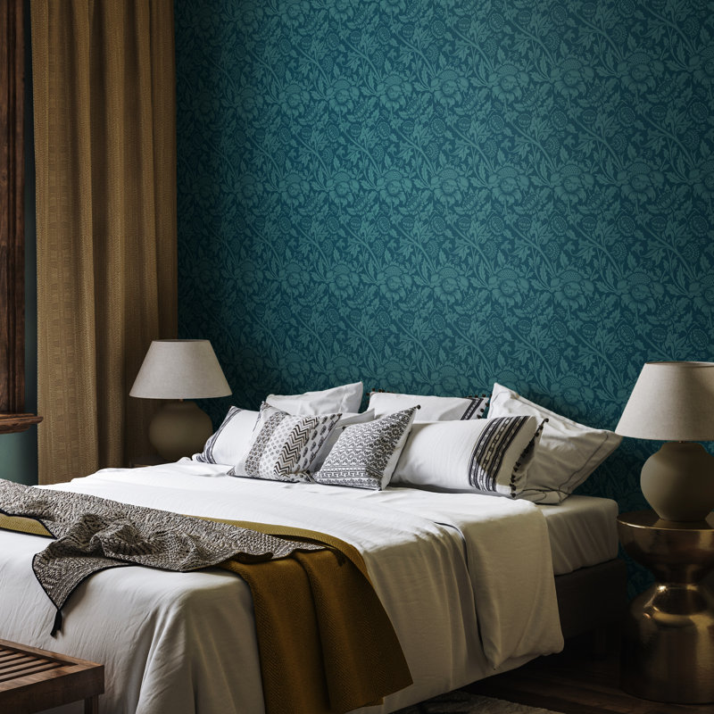 Cipriano 10m x 50cm Matte Wallpaper Roll, Teal