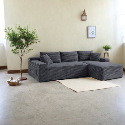 Canapé modulaire à compression en velours côtelé 94,5 pouces