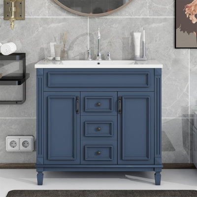 Botarf Bathroom Cabinet, 36'' Bathroom Vanity with Top Sink with 2 Soft Closing Doors and 2 Drawers