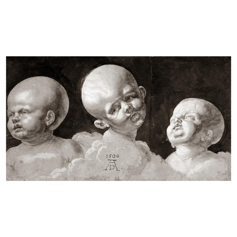 «Three Heads of Children» par Albrecht Dürer - Estampe numérique, H 32 po x l 40 po