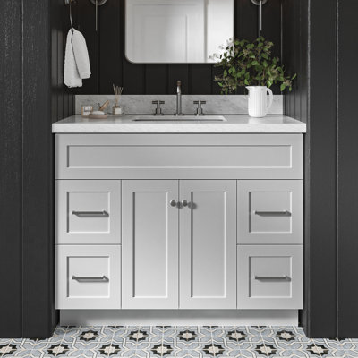 Hamlet 43'' Single Bathroom Vanity with Carrara Marble Top