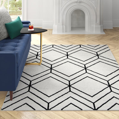 Cargian Geometric Light Gray/Black Area Rug