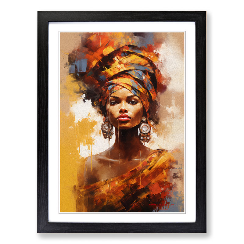 African Woman Impressionism No.2 - Framed Print, Black , 46cm H x 34cm W x 2cm D