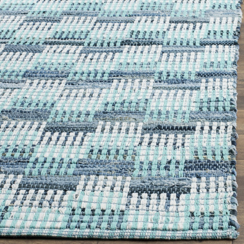 Haqeem Hand Woven Cotton Geometric Rug, Square 4'