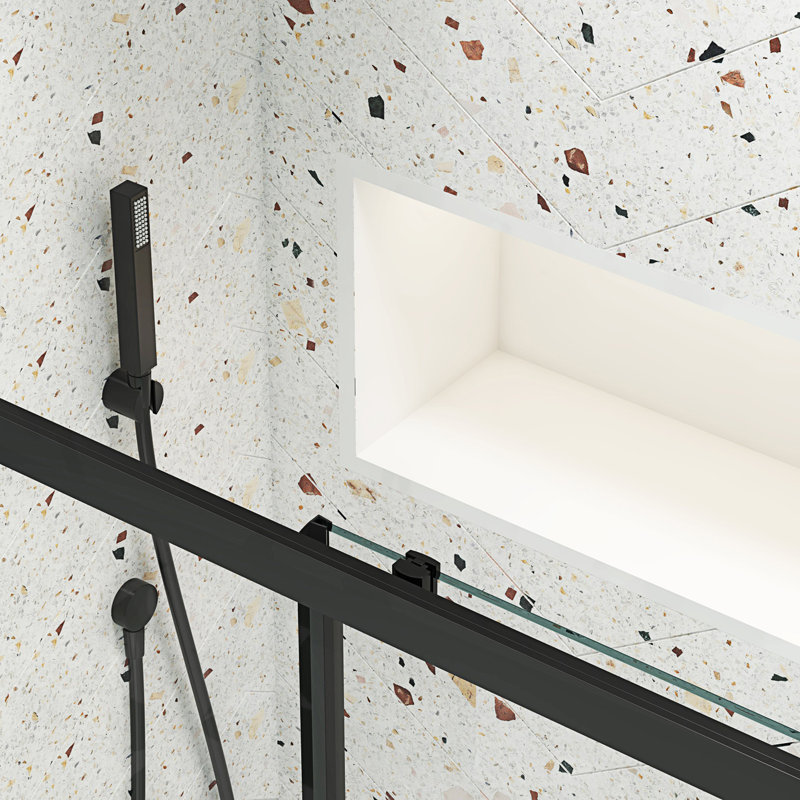 56"-60"W X 72"H Sliding Shower Door, Sliding Door, Matte Black