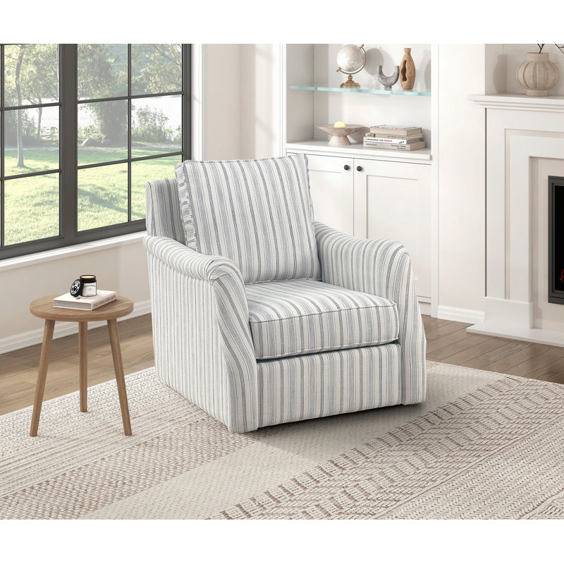 Fauteuil pivotant rembourré en tissu blanc cassé Elegance Comfort