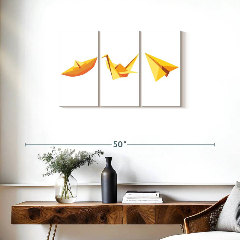 Origami 3 pièces, H 20 po x l 33 po x P 1,25 po