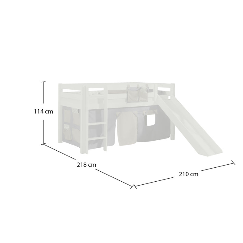 Escalera European Single (90 X 200 Cm) Mid Sleepers with Built-in Ladder Included, Natural