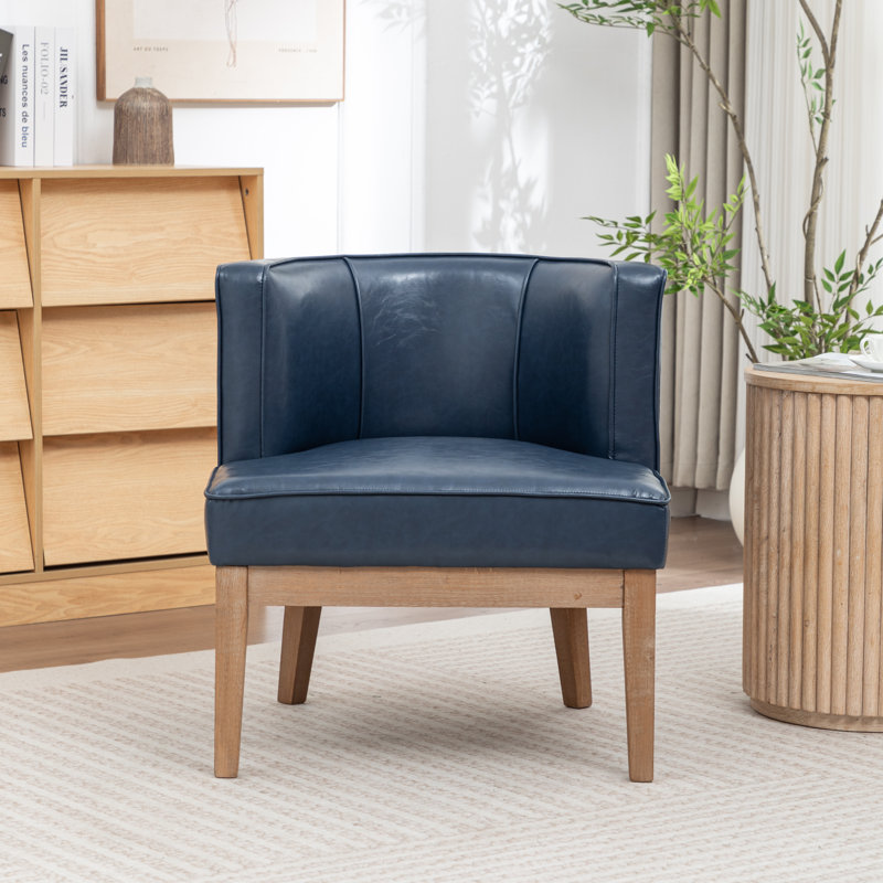 Karoll Upholstered Barrel Chair, Navy
