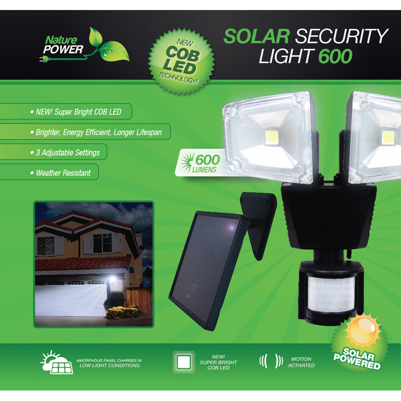 Dual Head Black LED Solar Motion Security Light