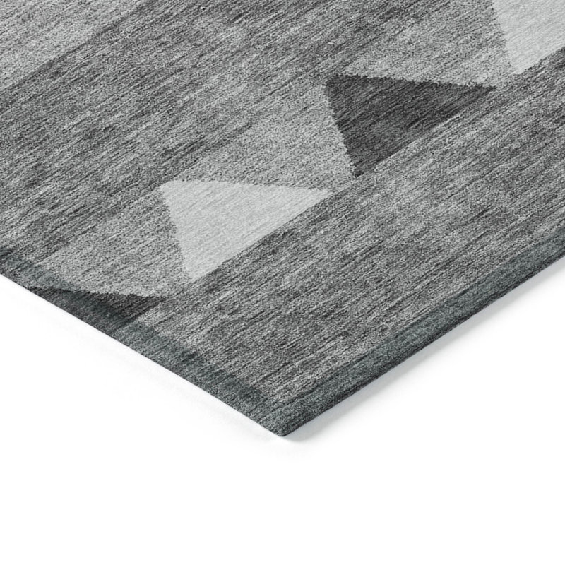 Tapis rond lavable gris anthracite et argenté 8 pi Fabre