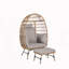Fauteuil en rotin avec repose-pieds et coussins épais-602328426