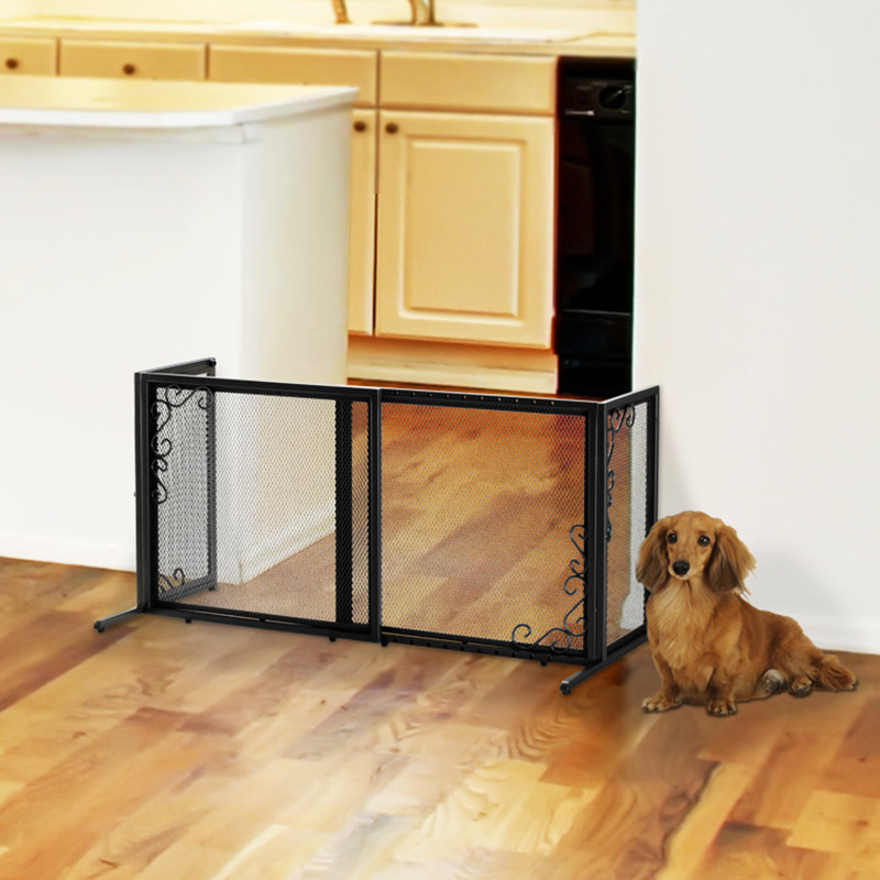 Barrière pour animaux autoportante, Noir, l 26 po