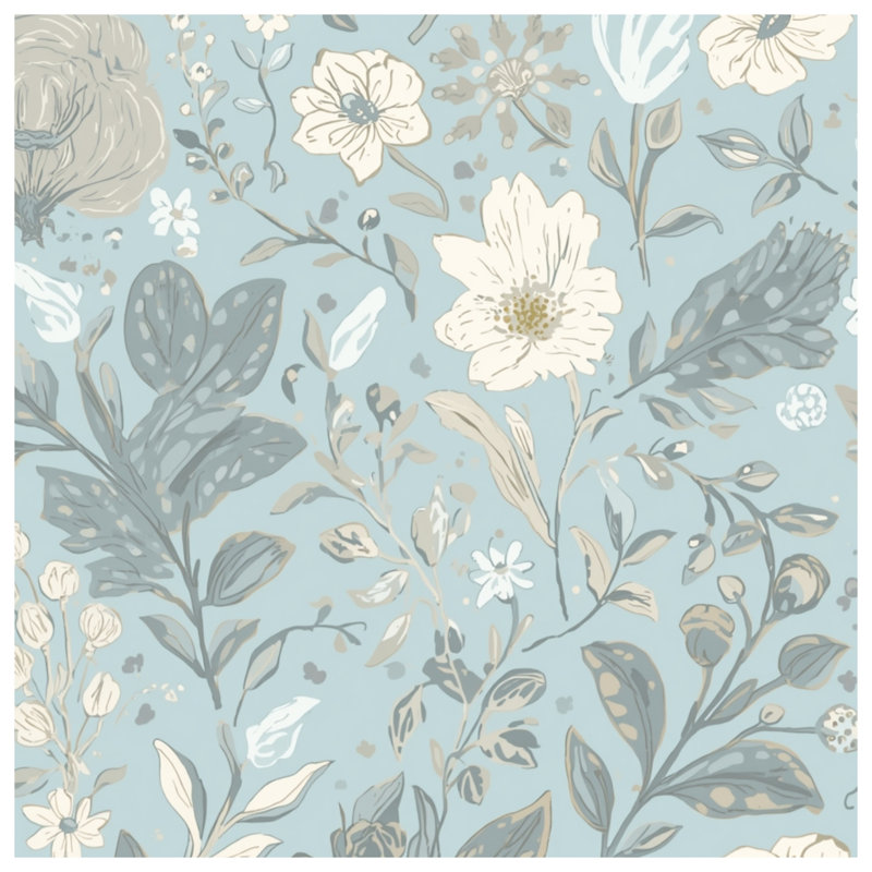 Blue Floral Pattern Blankets, 50in W x 60in H