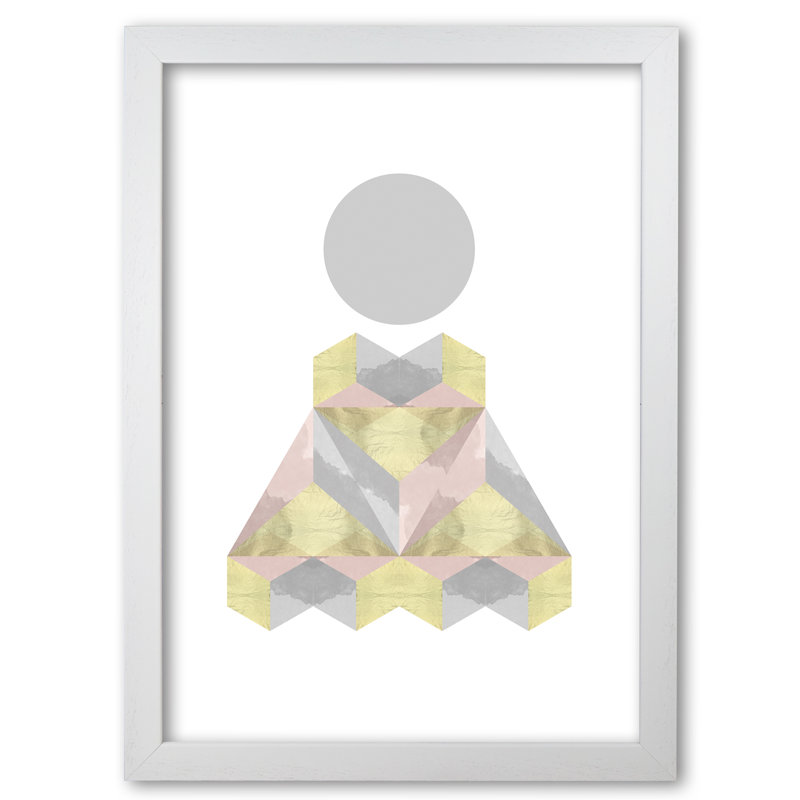 Abstract Shapes 1 Piece Single Picture Frame Wall Art, 30 cm H x 21 cm W x 5 cm D, White Grain Frame