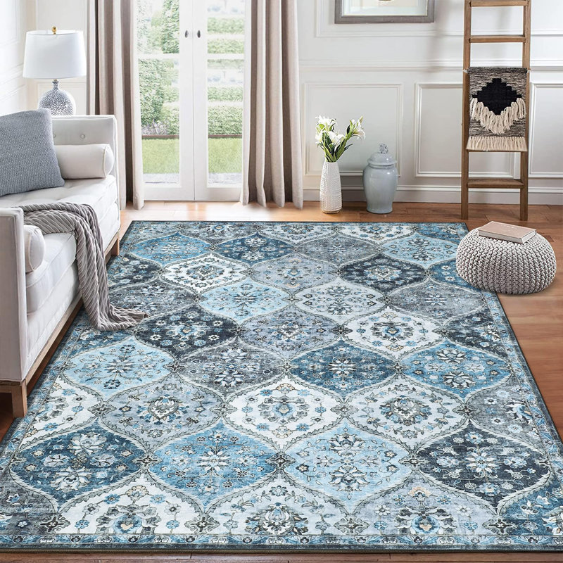 Machine Tufted Area Rug, Blue, Rectangle 160 x 230 cm