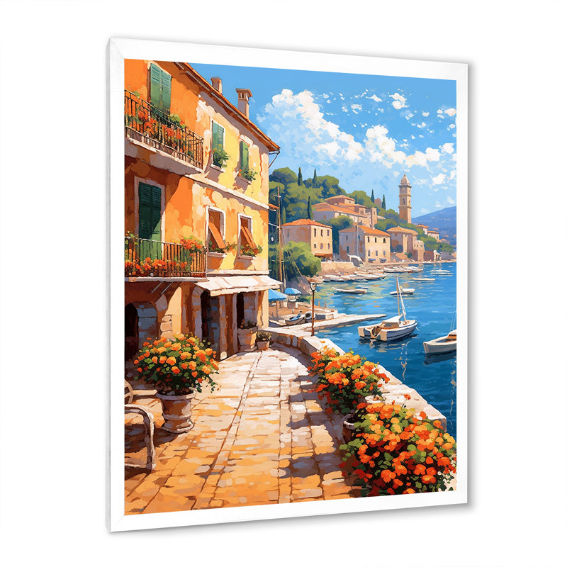 La Dolce, plage italienne I - art mural Italie, H 44 po x l 34 po x P 1,5 po, Cadre simple blanc