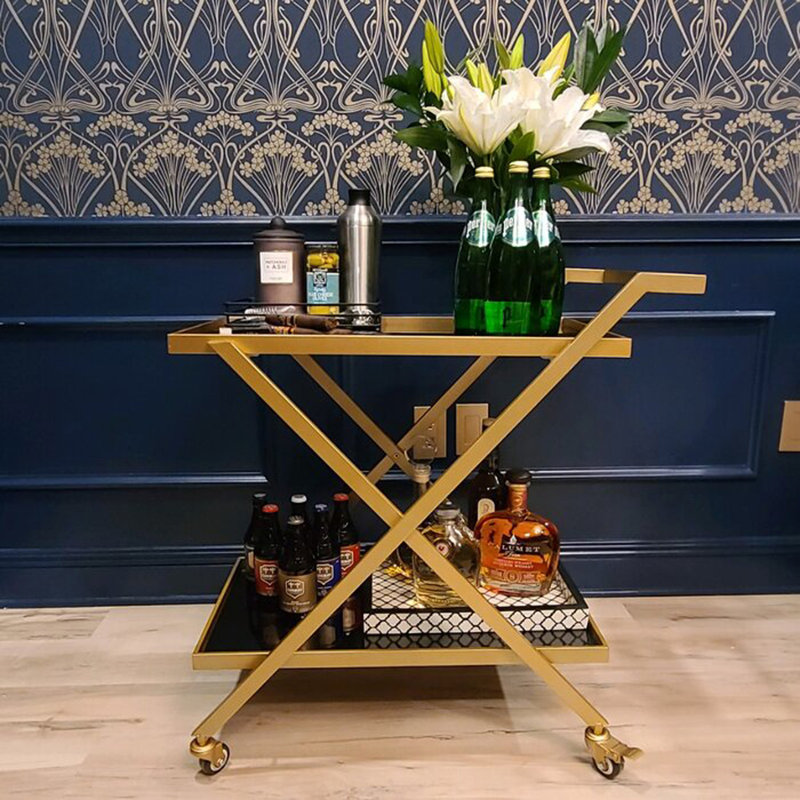 Claman No Screws Assembly Metal Bar Cart