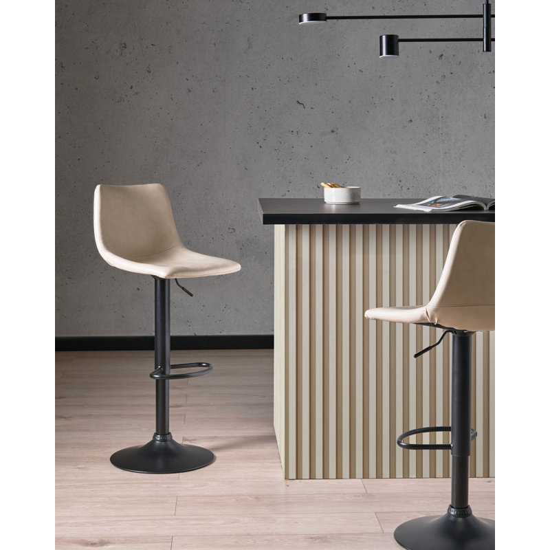 Swivel Upholstered Adjustable Height Counter Stool with Metal Frame, Beige