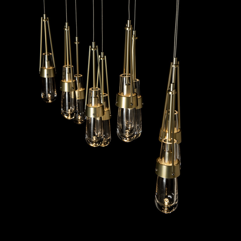 Link 10 - Light Pendant, Standard: 19" to 80", Modern Brass, Clear Glass