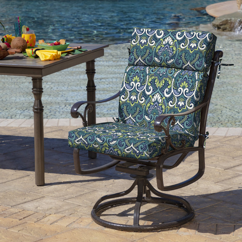 ARDEN Outdoor Dining Chair 4.5" Cushion, White/Green