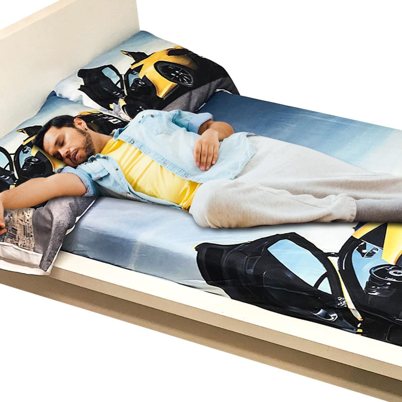 Car printed 4 pc bedsheet set, Full Sheet Set with 2 Pillowcases