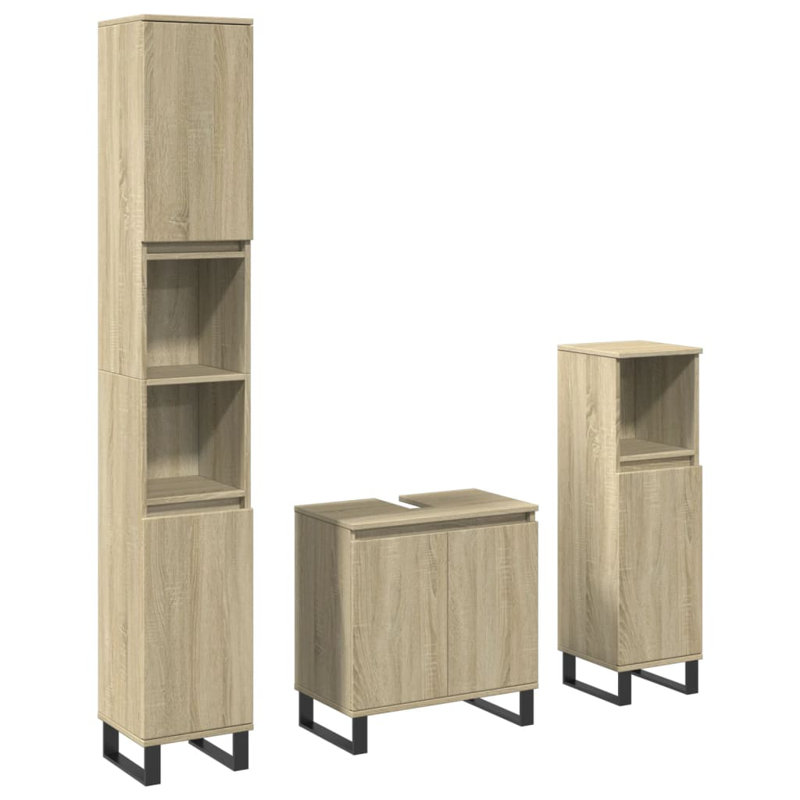 Aarlo Bathroom Storage Furniture Set, Sonoma Oak