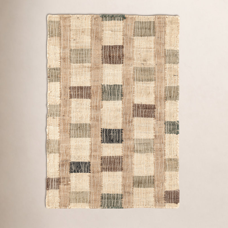 Mosaic Blue Handwoven Jute Rug, Rectangle 9' x 12'