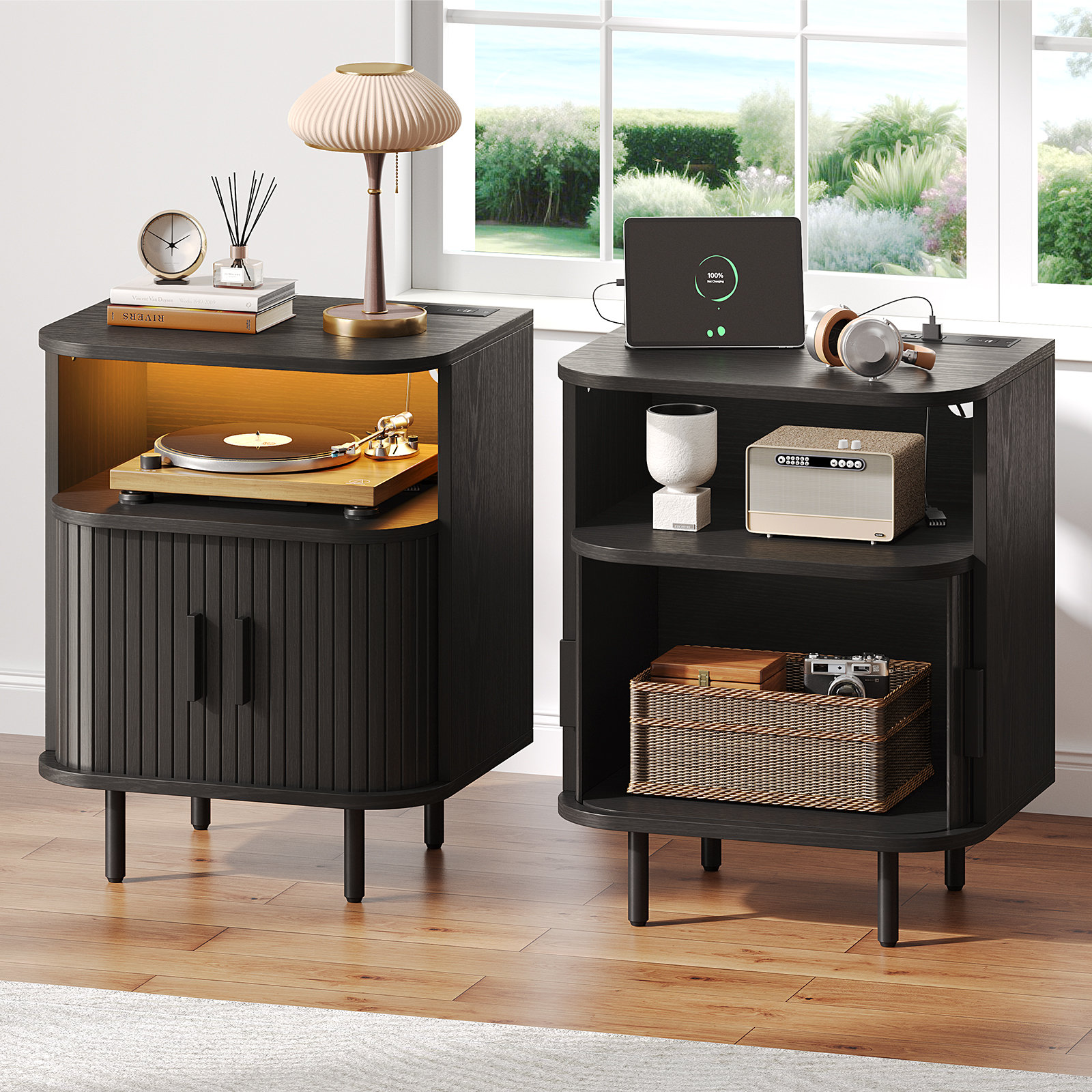 George Oliver 2-Pack End Table With Charging Station