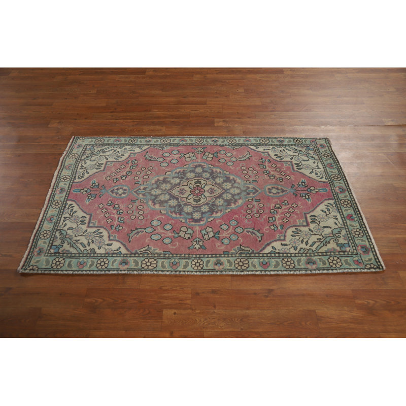 Tapis rose médaillon en laine 3x5