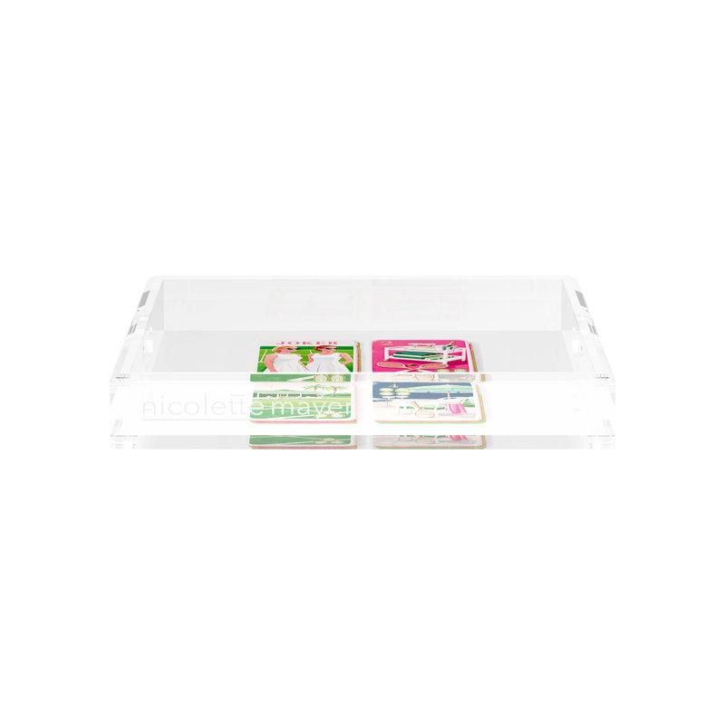 Mahjong Acrylic Decorative Tray, 12"W x 12"D x 2"H