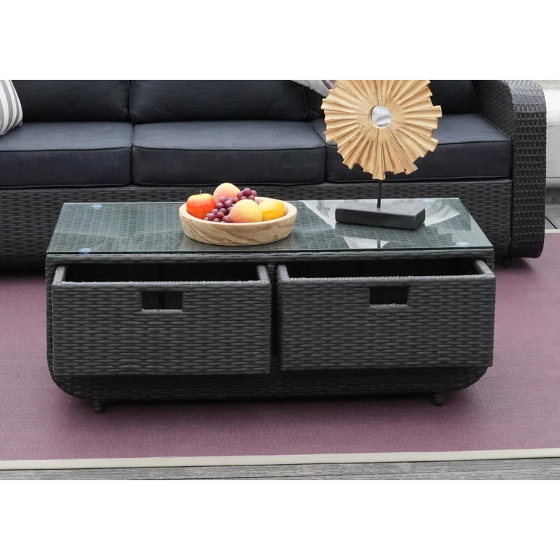 Ovellette Wicker/Rattan Coffee Table, Black