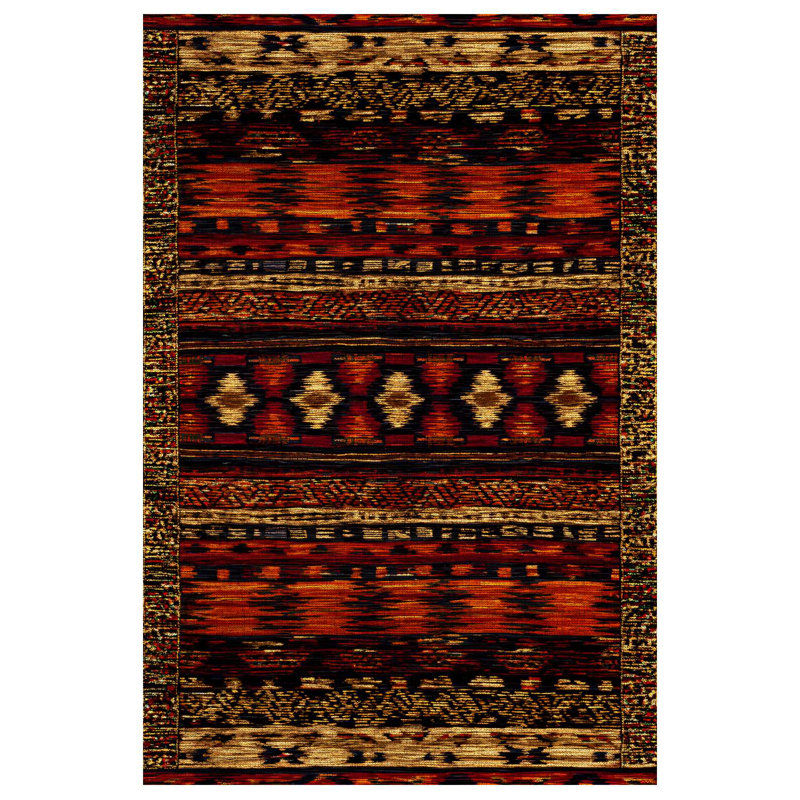 Manasa Collection Digital Print Cotton-Polyester Colorful Moroccan Rug, Runner 4' x 8'3"