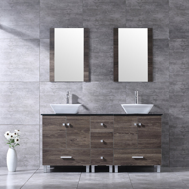 Ensemble de meuble-lavabo double 61,5 po avec miroir Barbonne