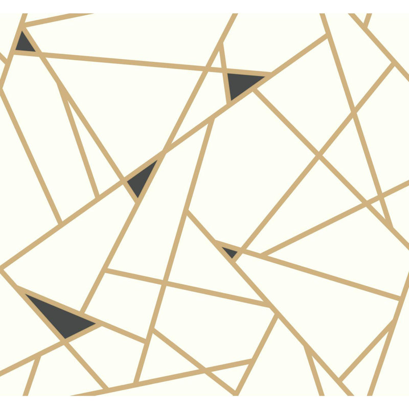 Rouleau de papier peint adhésif amovible 27 pi x 27 po Risky Business II Prismatic, Or métallique, noir, blanc