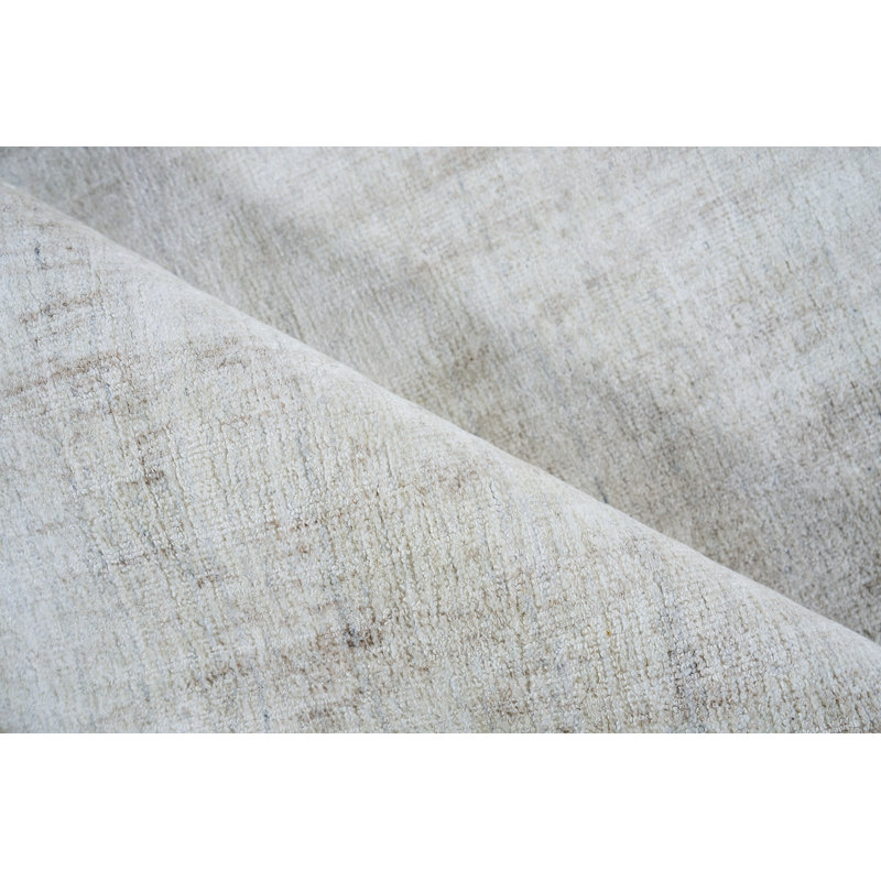 Cloud Hand Loomed Wool and Rayon From Bamboo Silk Ivory/Beige Area Rug, Rectangle 9' x 12'