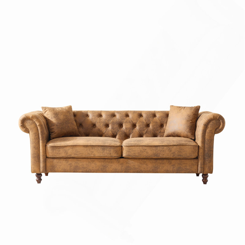 Canapé en tissu 83 po Chesterfield, Brun