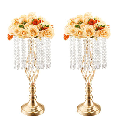 Support de fleur de mariage en cristal doré - présentoir floral pour mariage / dîner / cérémonie / anniversaire Événement de décoration essentiel